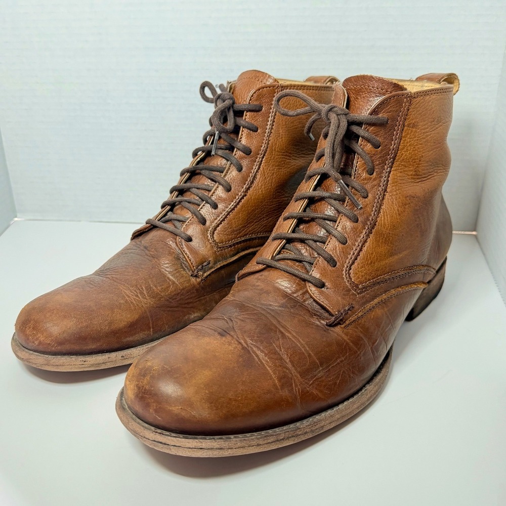 Frye James Lug Lace Up Boots Mens 11 D Cognac Leather Brown 3487883 Mexico